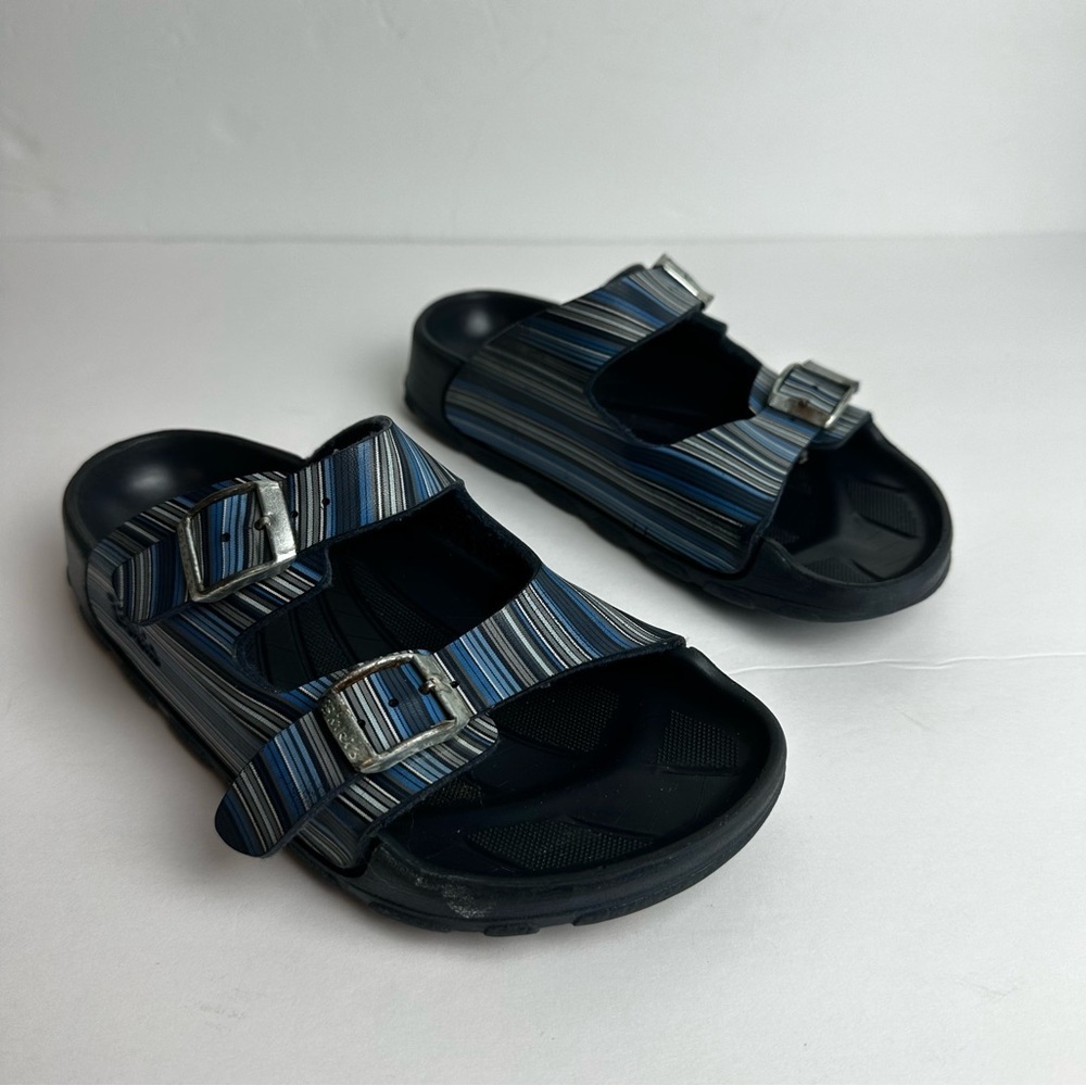 Birkenstock's Birki Haiti Sandals Women's Size 4 EU 34 Shoes Small Blue Striped
